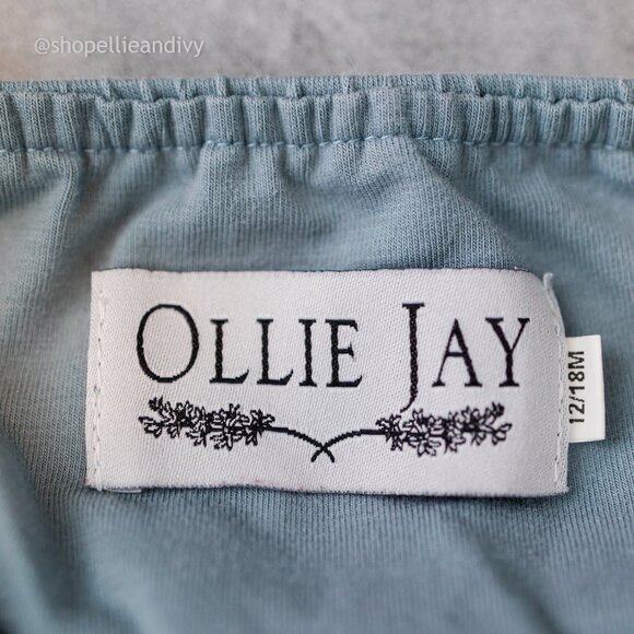 Ollie Jay Cross Straps Ruffle Summer Romper Dusty Blue 12-18M Girls - Picture 4 of 5